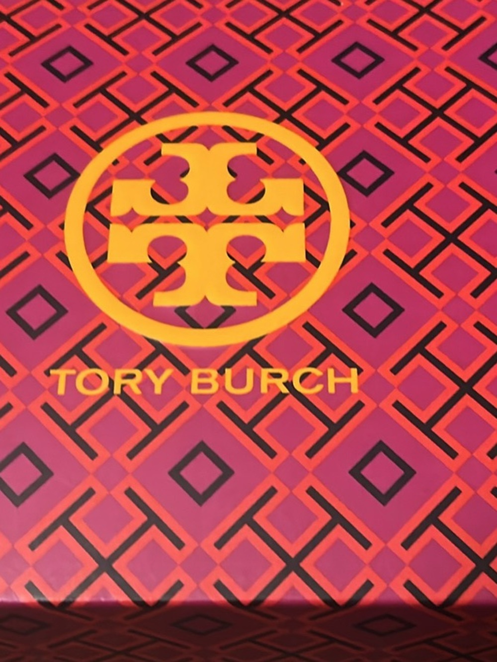 Tory Burch Pink and Orange Geometric Logo Wall Panel